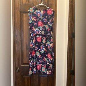 NWT Talbots Navy Midi Dress with Pink and Green Floral  Size 18W